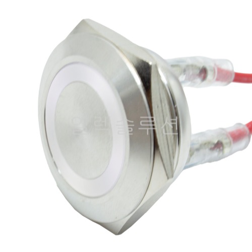 25파이 메탈 푸쉬 스위치 짧은바디 플랫형 화이트 LED 6V/12V/24V | 파츠바다 - 모든 전자부품의 정답