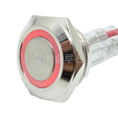 19파이 메탈 푸쉬 스위치 짧은바디 플랫형 레드 LED 6V/12V/24V | 파츠바다 - 모든 전자부품의 정답