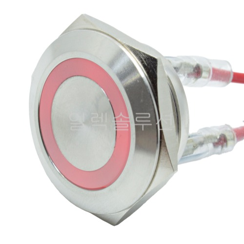 25파이 메탈 푸쉬 스위치 짧은바디 플랫형 레드 LED 6V/12V/24V | 파츠바다 - 모든 전자부품의 정답