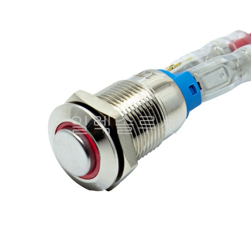 12파이 메탈 푸쉬 스위치 락타입 돌출형 레드 LED 6V/12V | 파츠바다 - 모든 전자부품의 정답