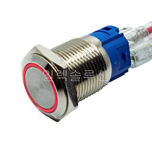 19파이 메탈 푸쉬 스위치 플랫형 레드 LED 6V/12V/24V | 파츠바다 - 모든 전자부품의 정답