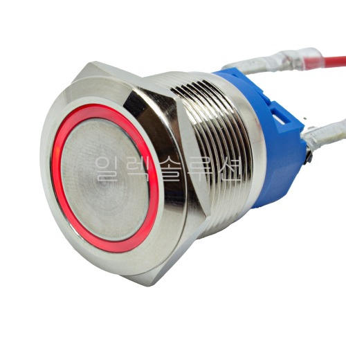 22파이 메탈 푸쉬 스위치 플랫형 레드 LED 6V/12V/24V | 파츠바다 - 모든 전자부품의 정답