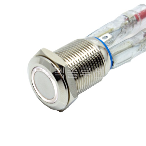 12파이 메탈 푸쉬 스위치 플랫형 화이트 LED 24V | 파츠바다 - 모든 전자부품의 정답