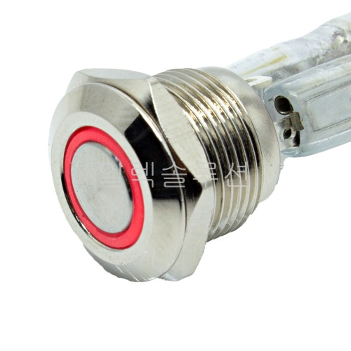 12파이 메탈 푸쉬 스위치 플랫형 짧은바디  레드 LED 24V | 파츠바다 - 모든 전자부품의 정답