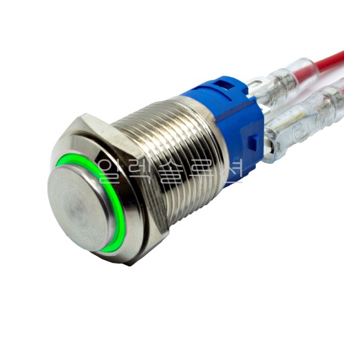 16파이 메탈 푸쉬 스위치 돌출형 그린 LED 6V/12V/24V | 파츠바다 - 모든 전자부품의 정답