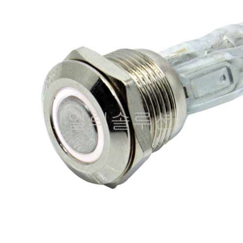 12파이 메탈 푸쉬 스위치 플랫형 짧은바디  화이트 LED 6V/12V | 파츠바다 - 모든 전자부품의 정답