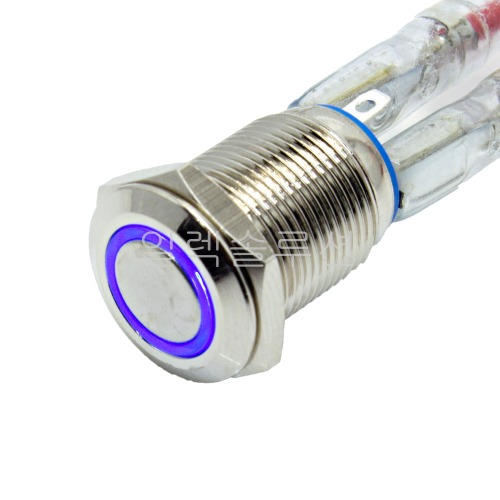 12파이 메탈 푸쉬 스위치 플랫형 블루 LED 6V/12V | 파츠바다 - 모든 전자부품의 정답