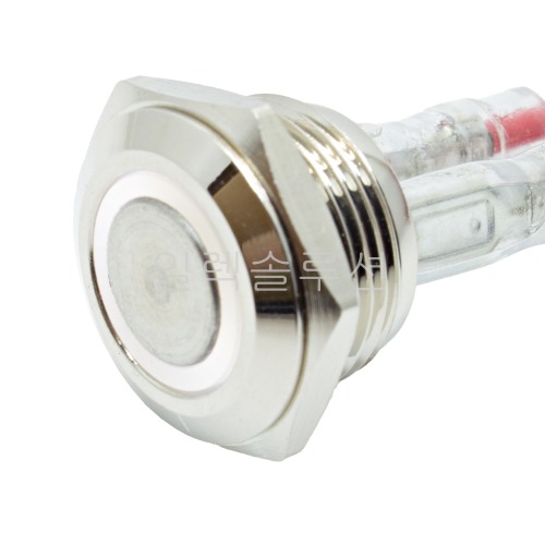 16파이 메탈 푸쉬 스위치 짧은바디 플랫형 화이트 LED 6V/12V/24V | 파츠바다 - 모든 전자부품의 정답