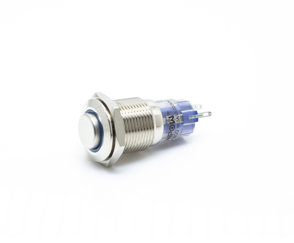 LAS2-GQH-11E/B/12V/N 방수 메탈 푸쉬 버튼 스위치 블루 LED PUSH BUTTON SWTICH ONPOW | 파츠바다 - 모든 전자부품의 정답