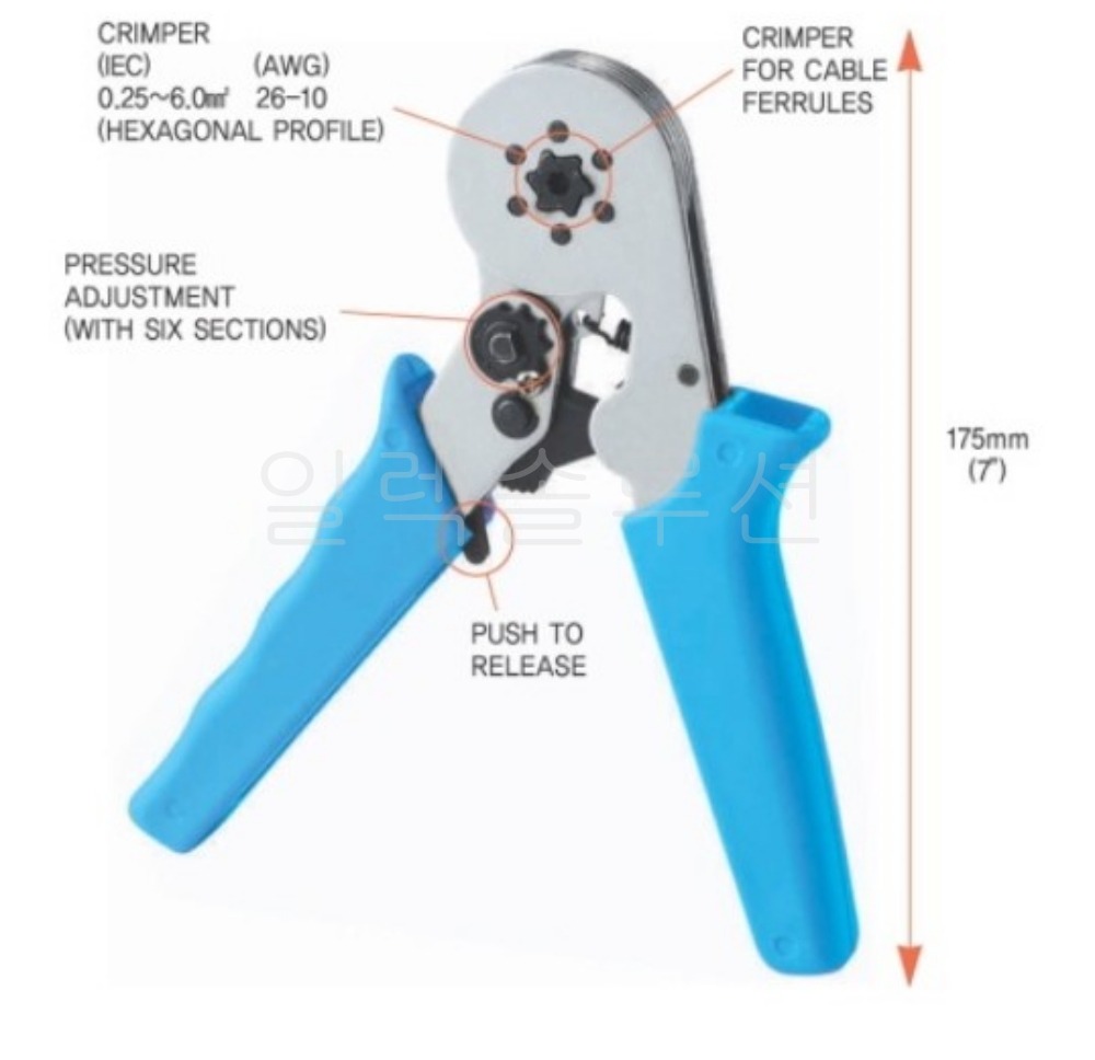 JOC-9(0.25-6SQ) 펜홀 페놀(클림핑툴) 압착기  전오전기 | 파츠바다 - 모든 전자부품의 정답