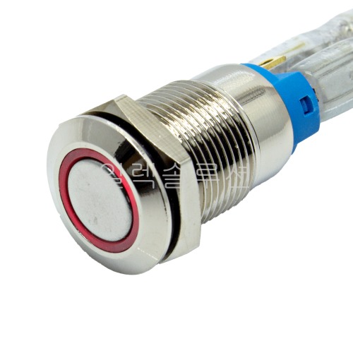 12파이 메탈 푸쉬 스위치 락타입 플랫형 레드 LED 6V/12V | 파츠바다 - 모든 전자부품의 정답