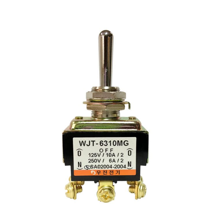 WJT-6310CMG (ON)-OFF-(ON) 양쪽복귀 토글 TOGGLE 스위치 12파이 6P 우진전기 | 파츠바다 - 모든 전자부품의 정답