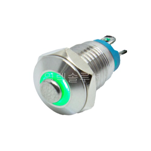8파이 메탈 푸쉬 스위치 그린 LED 6V/12V | 파츠바다 - 모든 전자부품의 정답